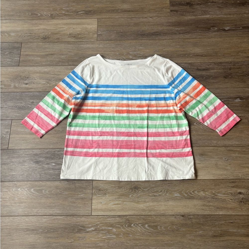 Talbots Top Sz 2XP Striped Talbots Tee 3/4 Sleeve Spring Coastal Casual Nautical